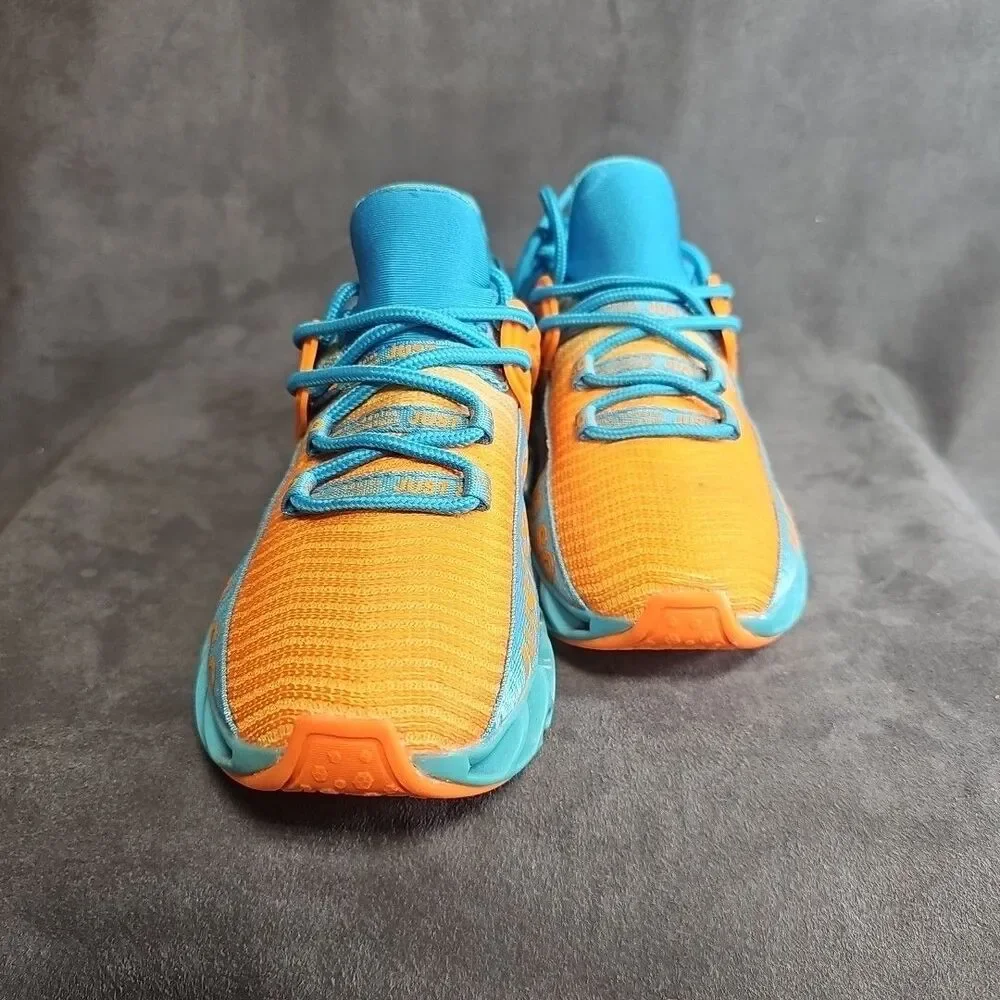 JUST SO SO Mesh Knit Athletic Running Tennis Shoes Orange Turquoise Kids Sz 32